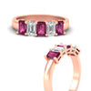 Load image into Gallery viewer, 2-ct-pink-sapphire-emerald-cut-5-stone-wedding-band-in-rose-gold-fdwb8008emgsadrpiangle3-2.00ct-nl-rg