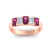 Load image into Gallery viewer, 2-ct-pink-sapphire-emerald-cut-5-stone-wedding-band-in-rose-gold-fdwb8008emgsadrpiangle5-2.00ct-nl-rg