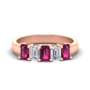 Load image into Gallery viewer, 2-ct-pink-sapphire-emerald-cut-5-stone-wedding-band-in-rose-gold-fdwb8008emgsadrpisleep-2.00ct-nl-rg