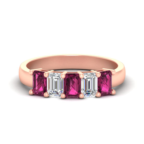 2-ct-pink-sapphire-emerald-cut-5-stone-wedding-band-in-rose-gold-fdwb8008emgsadrpisleep-2.00ct-nl-rg