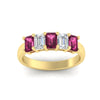 Load image into Gallery viewer, 2-ct-pink-sapphire-emerald-cut-5-stone-wedding-band-in-yellow-gold-fdwb8008emgsadrpiangle5-2.00ct-nl-yg