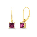 Load image into Gallery viewer, 2-ct-princess-cut-pink-sapphire-leverback-dangle-earrings-in-yellow-gold-fdear11236prgsadrpiangle1-2.00ct-nl-yg.jpg?v=1765510590