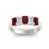 Load image into Gallery viewer, 2-ct-ruby-emerald-cut-5-stone-wedding-band-in-white-gold-fdwb8008emgrudrangle5-2.00ct-nl-wg