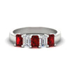 Load image into Gallery viewer, 2-ct-ruby-emerald-cut-5-stone-wedding-band-in-white-gold-fdwb8008emgrudrsleep-2.00ct-nl-wg