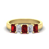 Load image into Gallery viewer, 2-ct-ruby-emerald-cut-5-stone-wedding-band-in-yellow-gold-fdwb8008emgrudrsleep-2.00ct-nl-yg