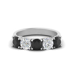Load image into Gallery viewer, 2-ct.-diamond-trellis-5-stone-wedding-band-with-black-diamond-in-white-gold-FD10769RO-2.00CTGBLACKANGLE3-NL-WG
