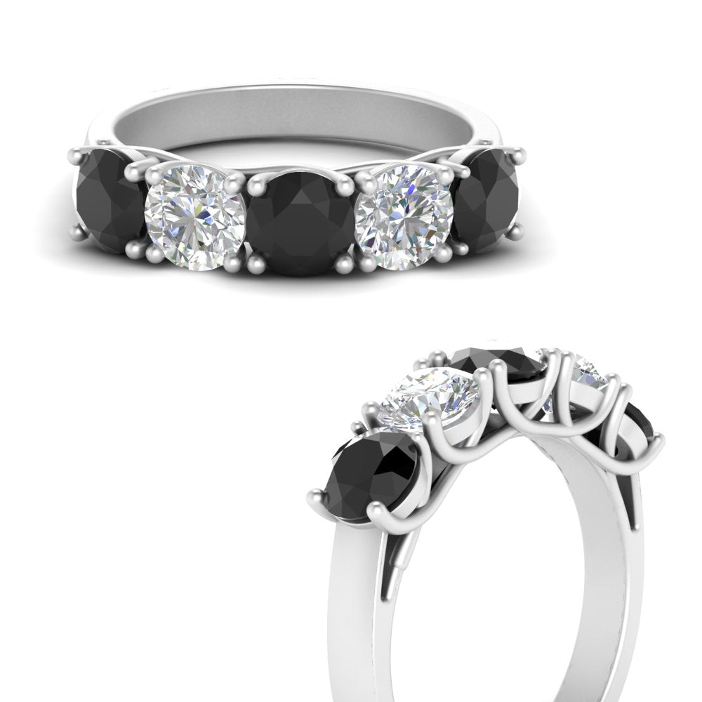 2-ct.-diamond-trellis-5-stone-wedding-band-with-black-diamond-in-white-gold-FD10769RO-2.00CTGBLACKANGLE3-NL-WG