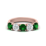 Load image into Gallery viewer, 2-ct.-diamond-trellis-5-stone-wedding-band-with-emerald-in-rose-gold-FD10769RO-2.00CTGEMGRANGLE3-NL-RG
