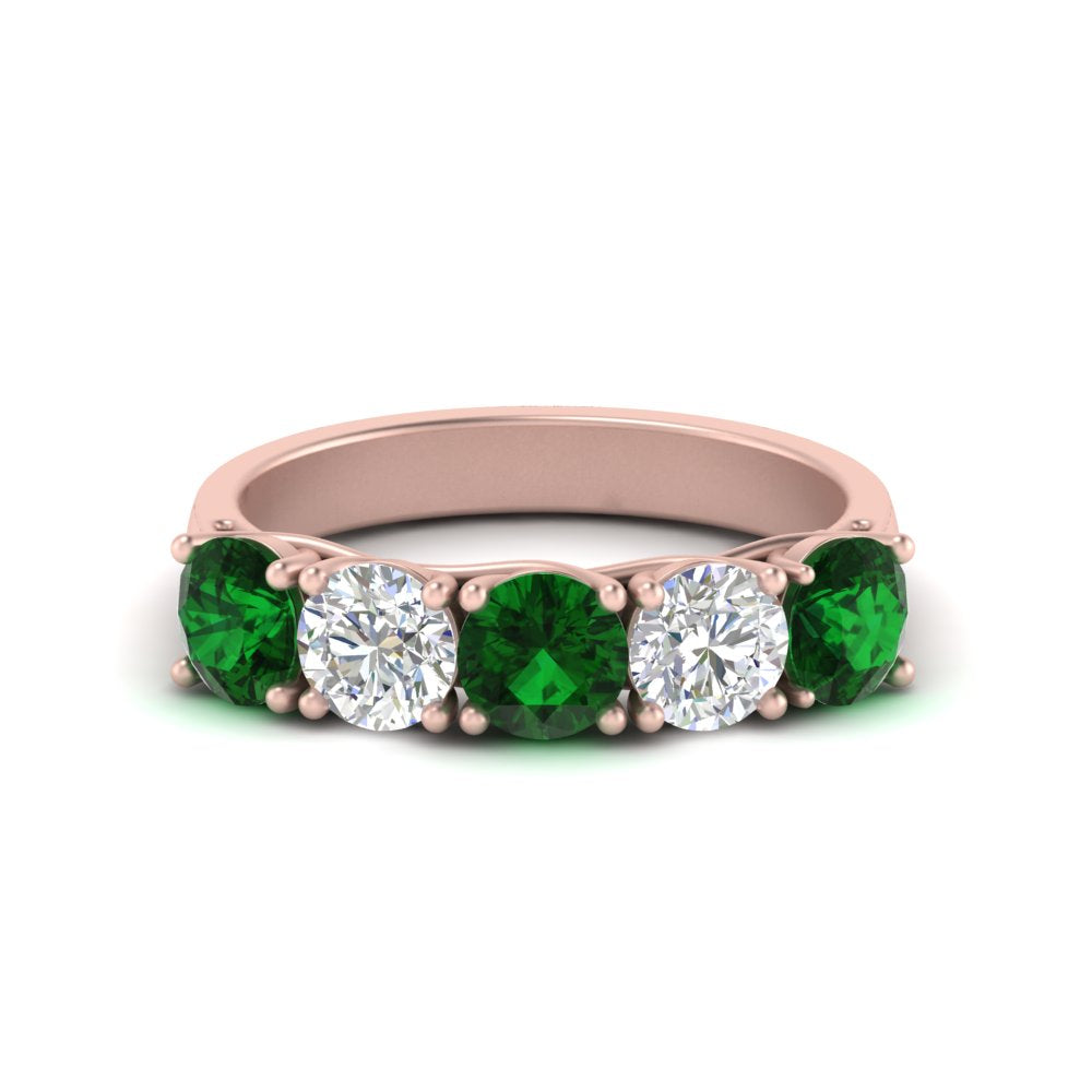 2-ct.-diamond-trellis-5-stone-wedding-band-with-emerald-in-rose-gold-FD10769RO-2.00CTGEMGRANGLE3-NL-RG