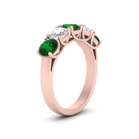 2-ct.-diamond-trellis-5-stone-wedding-band-with-emerald-in-rose-gold-FD10769RO-2.00CTGEMGRANGLE3-NL-RG