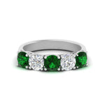 Load image into Gallery viewer, 2-ct.-diamond-trellis-5-stone-wedding-band-with-emerald-in-white-gold-FD10769RO-2.00CTGEMGRANGLE3-NL-WG

