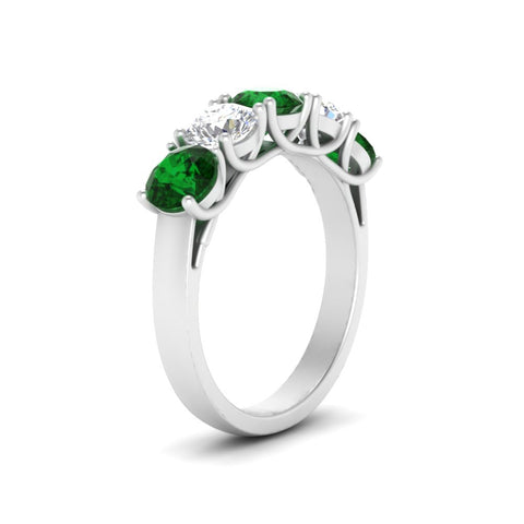 2-ct.-diamond-trellis-5-stone-wedding-band-with-emerald-in-white-gold-FD10769RO-2.00CTGEMGRANGLE3-NL-WG