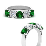 Load image into Gallery viewer, 2-ct.-diamond-trellis-5-stone-wedding-band-with-emerald-in-white-gold-FD10769RO-2.00CTGEMGRANGLE3-NL-WG
