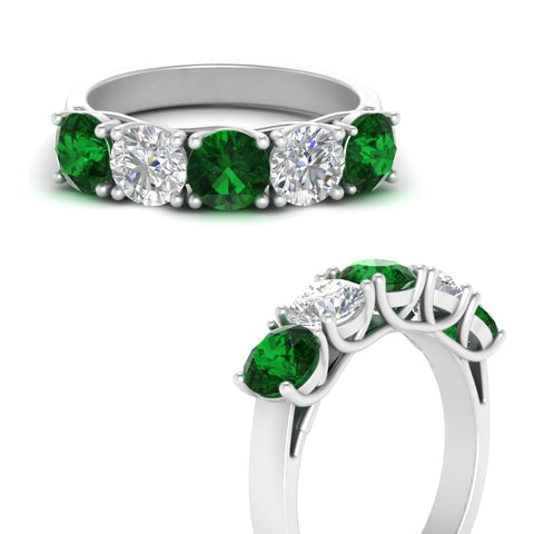 2-ct.-diamond-trellis-5-stone-wedding-band-with-emerald-in-white-gold-FD10769RO-2.00CTGEMGRANGLE3-NL-WG
