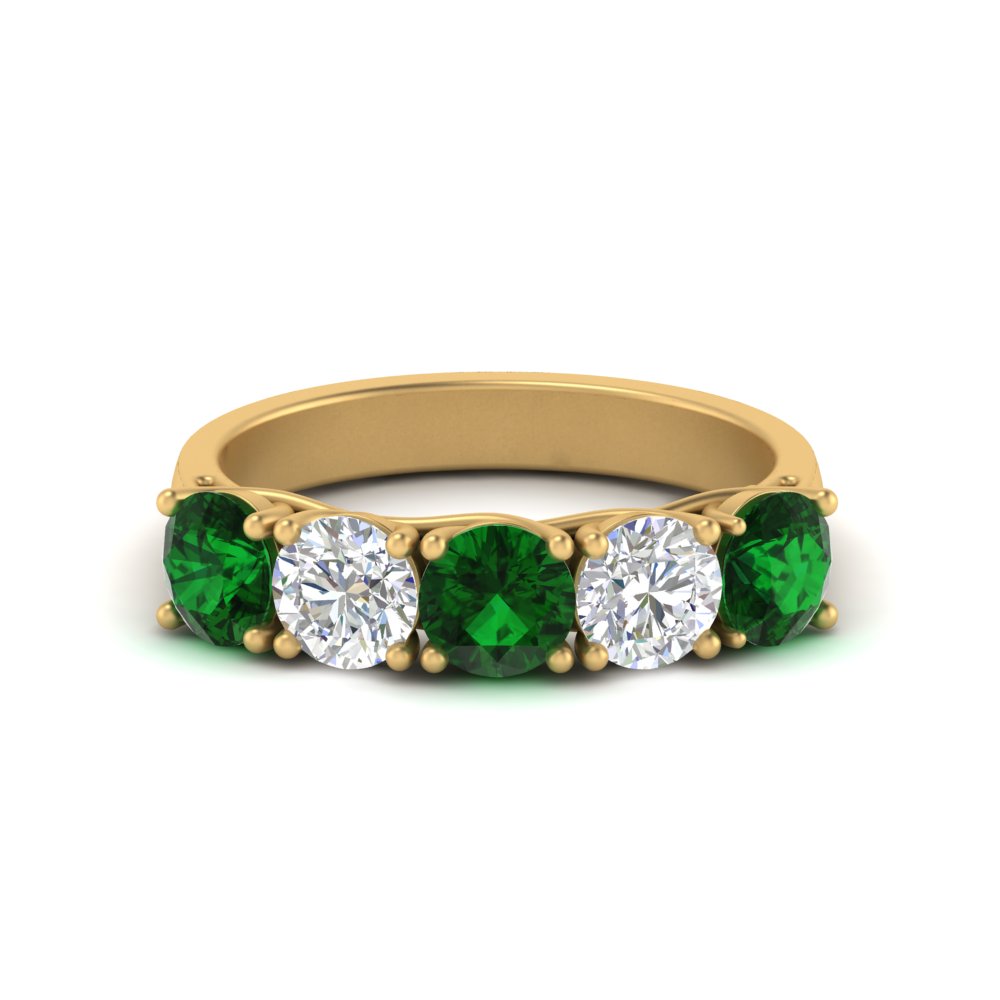 2-ct.-diamond-trellis-5-stone-wedding-band-with-emerald-in-yellow-gold-FD10769RO-2.00CTGEMGRANGLE3-NL-YG
