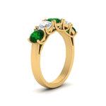 Load image into Gallery viewer, 2-ct.-diamond-trellis-5-stone-wedding-band-with-emerald-in-yellow-gold-FD10769RO-2.00CTGEMGRANGLE3-NL-YG
