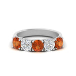 Load image into Gallery viewer, 2-ct.-diamond-trellis-5-stone-wedding-band-with-orange-sapphire-in-white-gold-FD10769RO-2.00CTGSAORANGLE3-NL-WG
