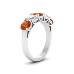 Load image into Gallery viewer, 2-ct.-diamond-trellis-5-stone-wedding-band-with-orange-sapphire-in-white-gold-FD10769RO-2.00CTGSAORANGLE3-NL-WG
