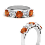 Load image into Gallery viewer, 2-ct.-diamond-trellis-5-stone-wedding-band-with-orange-sapphire-in-white-gold-FD10769RO-2.00CTGSAORANGLE3-NL-WG
