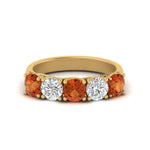 Load image into Gallery viewer, 2-ct.-diamond-trellis-5-stone-wedding-band-with-orange-sapphire-in-yellow-gold-FD10769RO-2.00CTGSAORANGLE3-NL-YG
