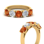 Load image into Gallery viewer, 2-ct.-diamond-trellis-5-stone-wedding-band-with-orange-sapphire-in-yellow-gold-FD10769RO-2.00CTGSAORANGLE3-NL-YG
