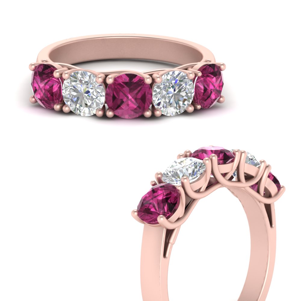 2-ct.-diamond-trellis-5-stone-wedding-band-with-pink-sapphire-in-rose-gold-FD10769RO-2.00CTGSADRPIANGLE3-NL-RG