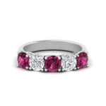 Load image into Gallery viewer, 2-ct.-diamond-trellis-5-stone-wedding-band-with-pink-sapphire-in-white-gold-FD10769RO-2.00CTGSADRPIANGLE3-NL-WG
