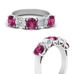 Load image into Gallery viewer, 2-ct.-diamond-trellis-5-stone-wedding-band-with-pink-sapphire-in-white-gold-FD10769RO-2.00CTGSADRPIANGLE3-NL-WG

