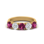 Load image into Gallery viewer, 2-ct.-diamond-trellis-5-stone-wedding-band-with-pink-sapphire-in-yellow-gold-FD10769RO-2.00CTGSADRPIANGLE3-NL-YG
