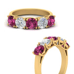 Load image into Gallery viewer, 2-ct.-diamond-trellis-5-stone-wedding-band-with-pink-sapphire-in-yellow-gold-FD10769RO-2.00CTGSADRPIANGLE3-NL-YG
