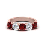 Load image into Gallery viewer, 2-ct.-diamond-trellis-5-stone-wedding-band-with-ruby-in-rose-gold-FD10769RO-2.00CTGRUDRANGLE3-NL-RG
