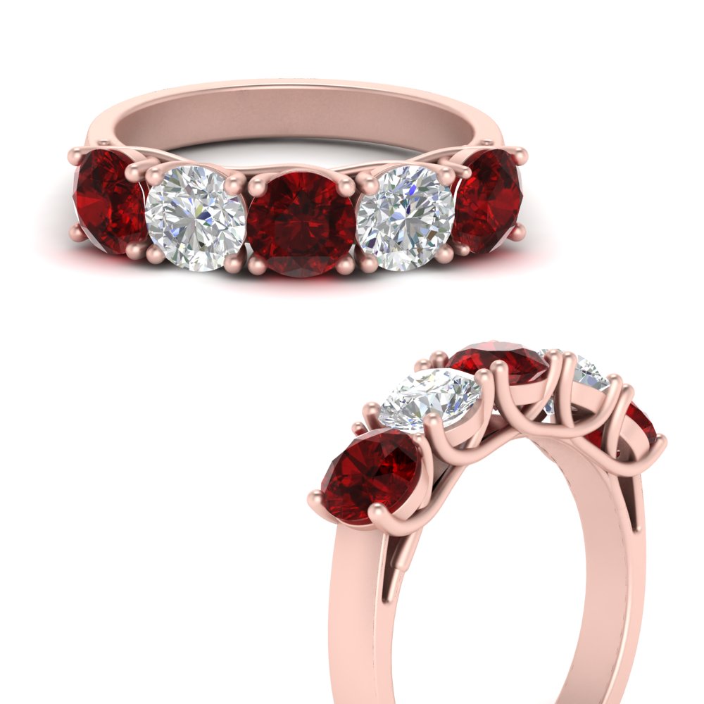 2-ct.-diamond-trellis-5-stone-wedding-band-with-ruby-in-rose-gold-FD10769RO-2.00CTGRUDRANGLE3-NL-RG