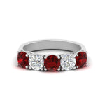 Load image into Gallery viewer, 2-ct.-diamond-trellis-5-stone-wedding-band-with-ruby-in-white-gold-FD10769RO-2.00CTGRUDRANGLE3-NL-WG
