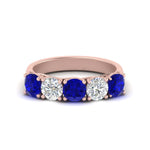 Load image into Gallery viewer, 2-ct.-diamond-trellis-5-stone-wedding-band-with-sapphire-in-rose-gold-FD10769RO-2.00CTGSABLANGLE3-NL-RG
