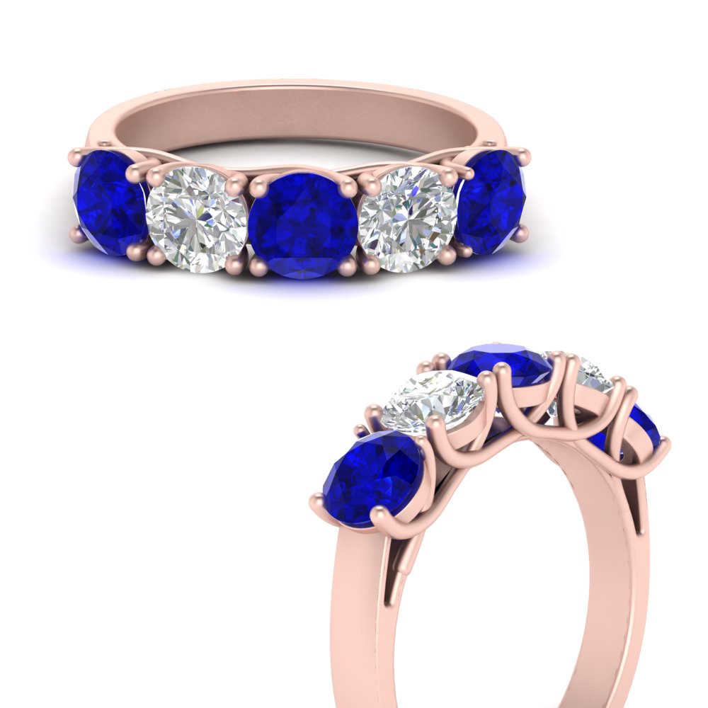 2-ct.-diamond-trellis-5-stone-wedding-band-with-sapphire-in-rose-gold-FD10769RO-2.00CTGSABLANGLE3-NL-RG