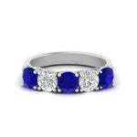 Load image into Gallery viewer, 2-ct.-diamond-trellis-5-stone-wedding-band-with-sapphire-in-white-gold-FD10769RO-2.00CTGSABLANGLE3-NL-WG
