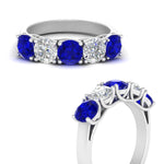 Load image into Gallery viewer, 2-ct.-diamond-trellis-5-stone-wedding-band-with-sapphire-in-white-gold-FD10769RO-2.00CTGSABLANGLE3-NL-WG
