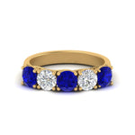 Load image into Gallery viewer, 2-ct.-diamond-trellis-5-stone-wedding-band-with-sapphire-in-yellow-gold-FD10769RO-2.00CTGSABLANGLE3-NL-YG
