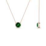 Load image into Gallery viewer, 2-ctw-round-halo-diamond-anniversary-necklace-with-emerald-in-FDPD10984GEMGR-2.00CT-NL-RG-CS