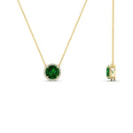 Load image into Gallery viewer, 2-ctw-round-halo-diamond-anniversary-necklace-with-emerald-in-FDPD10984GEMGR-2.00CT-NL-YG-CS
