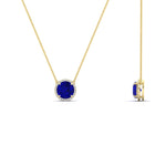 Load image into Gallery viewer, 2-ctw-round-halo-diamond-anniversary-necklace-with-sapphire-in-FDPD10984GSABL-2.00CT-NL-YG-CS