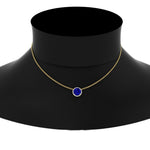 Load image into Gallery viewer, 2-ctw-round-halo-diamond-anniversary-necklace-with-sapphire-in-FDPD10984GSABL-2.00CT-NL-YG-CS