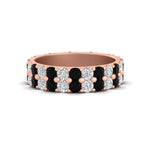 Load image into Gallery viewer, 2-row-diamond-eternity-ring-2.50-carat-with-black-diamond-in-rose-gold-FD11378BGBLACK-2.50CT-NL-RG
