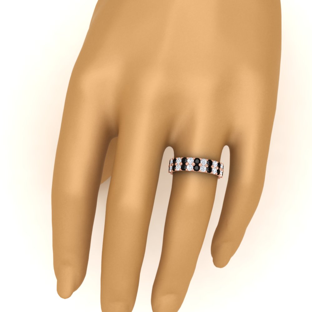 2-row-diamond-eternity-ring-2.50-carat-with-black-diamond-in-rose-gold-FD11378BGBLACK-2.50CT-NL-RG