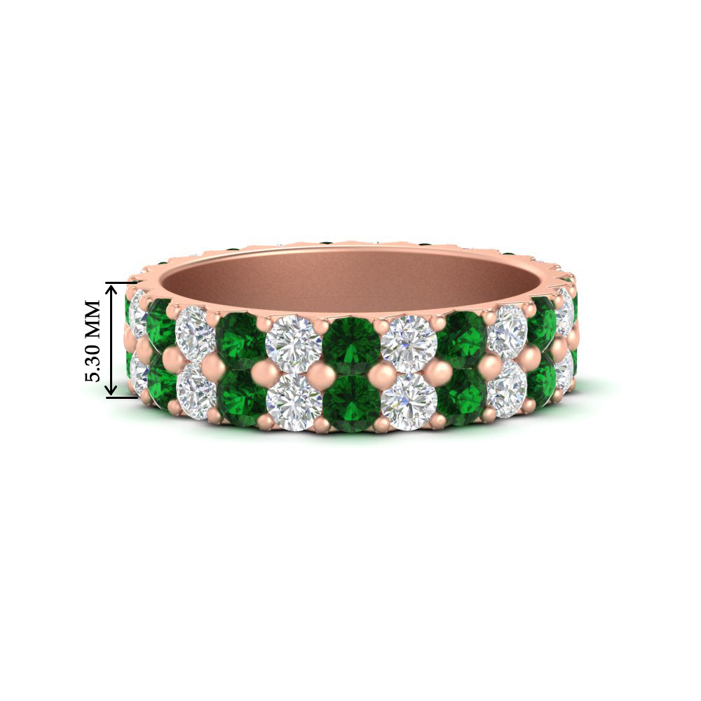 2-row-diamond-eternity-ring-2.50-carat-with-emerald-in-rose-gold-FD11378BGEMGR-2.50CT-NL-RG