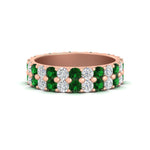 Load image into Gallery viewer, 2-row-diamond-eternity-ring-2.50-carat-with-emerald-in-rose-gold-FD11378BGEMGR-2.50CT-NL-RG
