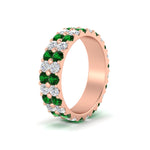 Load image into Gallery viewer, 2-row-diamond-eternity-ring-2.50-carat-with-emerald-in-rose-gold-FD11378BGEMGR-2.50CT-NL-RG
