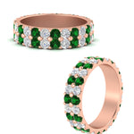 Load image into Gallery viewer, 2-row-diamond-eternity-ring-2.50-carat-with-emerald-in-rose-gold-FD11378BGEMGR-2.50CT-NL-RG

