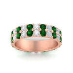 Load image into Gallery viewer, 2-row-diamond-eternity-ring-2.50-carat-with-emerald-in-rose-gold-FD11378BGEMGR-2.50CT-NL-RG
