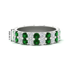 Load image into Gallery viewer, 2-row-diamond-eternity-ring-2.50-carat-with-emerald-in-white-gold-FD11378BGEMGR-2.50CT-NL-WG
